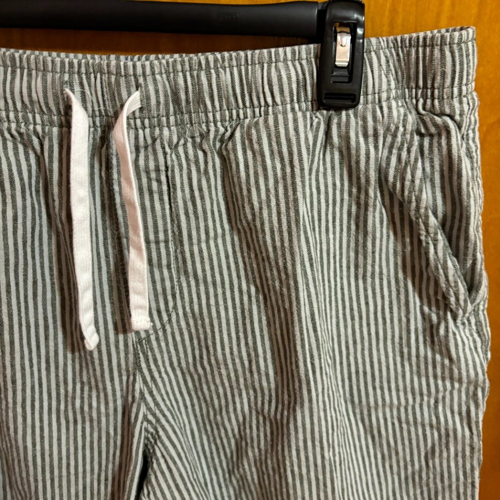 Old Navy Linen Shorts Jogger Medium Stripe Pockets 7" Inseam Draw‎ String Waist - Picture 4 of 12